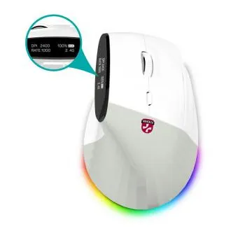 Mouse vertical ergonomic CONNECT IT FOR HEALTH cu afișaj, wireless, 2x BT, USB 2.4GHz, iluminare de fundal RGB, alb Mouse vertical ergonomic CONNECT IT FOR HEALTH cu afișaj, wireless, 2x BT, USB 2.4GHz, iluminare de fundal RGB, alb