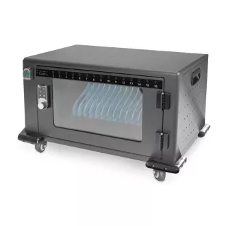 Cărucior de încărcare DIGITUS, 14", USB-C, blocare electronică cu PIN, 16 baze de încărcare, ventilator, 384 x 550 x 375 mm, negru Cărucior de încărcare DIGITUS, 14", USB-C, blocare electronică cu PIN, 16 baze de încărcare, ventilator, 384 x 550 x 375 mm, negru