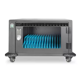Cărucior de încărcare DIGITUS, 14", USB-C, blocare electronică cu PIN, 16 baze de încărcare, ventilator, 384 x 550 x 375 mm, negru Cărucior de încărcare DIGITUS, 14", USB-C, blocare electronică cu PIN, 16 baze de încărcare, ventilator, 384 x 550 x 375 mm, negru