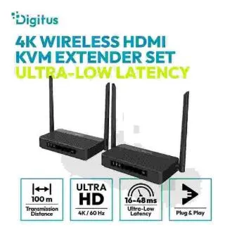 Set de extendere KVM HDMI wireless DIGITUS 4K/60Hz, 100m, negru