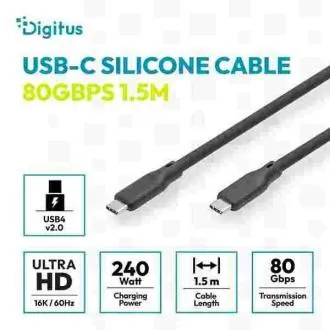 Cablu de silicon Digitus USB4 versiunea 2.0, USB 80 Gbps, 1.5 m, negru Cablu de silicon Digitus USB4 versiunea 2.0, USB 80 Gbps, 1.5 m, negru
