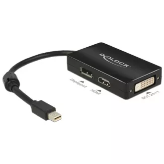 Delock Adaptor mini Displayport 1.1 de sex masculin > Displayport / HDMI / DVI de sex feminin pasiv negru