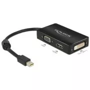 Delock Adaptor mini Displayport 1.1 de sex masculin > VGA / HDMI / DVI de sex feminin pasiv negru