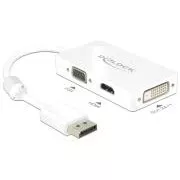 Adaptor Delock Displayport 1.1 mascul > VGA / HDMI / DVI mamă pasiv alb