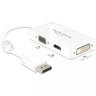 Adaptor Delock Displayport 1.1 mascul > VGA / HDMI / DVI mamă pasiv alb