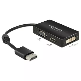 Delock Displayport Adapter 1.1 de sex masculin > VGA / HDMI / DVI de sex feminin pasiv negru