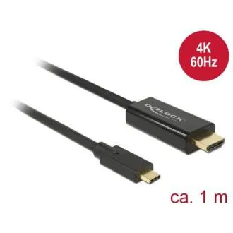 Cablu Delock USB Type-C™ mascul > HDMI mascul (Mod DP Alt) 4K 60 Hz 1 m negru Cablu Delock USB Type-C™ mascul > HDMI mascul (Mod DP Alt) 4K 60 Hz 1 m negru