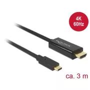 Cablu Delock USB Type-C™ de sex masculin și HDMI de sex masculin (DP Alt Mode) 4K 60 Hz 3 m negru