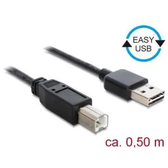 Cablu Delock EASY-USB 2.0 Tip-A mascul > USB 2.0 Tip-B mascul 0,5 m negru