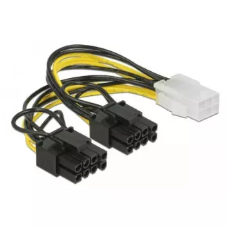 Cablu de alimentare Delock PCI Express cu 6 pini mamă > 2 x 8 pini mascul, 15 cm