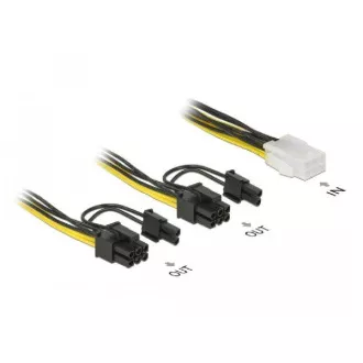 Cablu de alimentare Delock PCI Express cu 6 pini mamă > 2 x 8 pini mascul, 15 cm