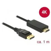 Cablu Delock DisplayPort 1.2 mascul > HDMI-A mascul pasiv de mare viteză 4K 1 m negru