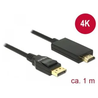 Cablu Delock DisplayPort 1.2 mascul > HDMI-A mascul pasiv de mare viteză 4K 1 m negru Cablu Delock DisplayPort 1.2 mascul > HDMI-A mascul pasiv de mare viteză 4K 1 m negru