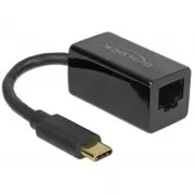 Adaptor Delock Super Speed USB (USB 3.1 Gen 1) cu USB Type-C™ mascul > Gigabit LAN 10/100/1000 Mbps compact, negru