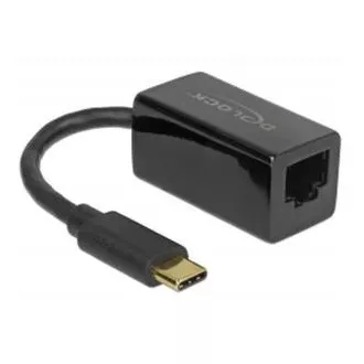 Adaptor Delock Super Speed USB (USB 3.1 Gen 1) cu USB Type-C™ mascul > Gigabit LAN 10/100/1000 Mbps compact, negru