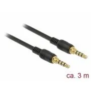Cablu Delock Jack stereo 3,5 mm 4 pini mascul > mascul 3 m negru