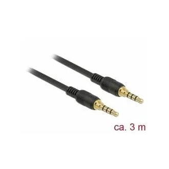 Cablu Delock Jack stereo 3,5 mm 4 pini mascul > mascul 3 m negru Cablu Delock Jack stereo 3,5 mm 4 pini mascul > mascul 3 m negru