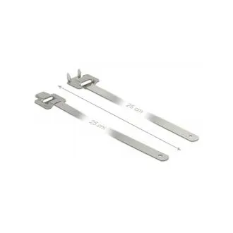 Delock Cleme de cablu din oțel inoxidabil reutilizabile cu încuietoare pliabilă L 250 x l 10 mm 10 bucăți