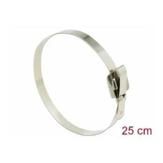 Delock Cleme de cablu din oțel inoxidabil reutilizabile cu încuietoare pliabilă L 250 x l 10 mm 10 bucăți