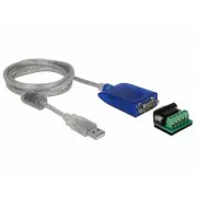 Adaptor Delock USB tip A la interfață serială RS-422/485 DB9 cu protecție la supratensiune 600 W și gamă extinsă de temperatură