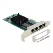 Placă PCI Express Delock pentru 4 porturi LAN Gigabit
