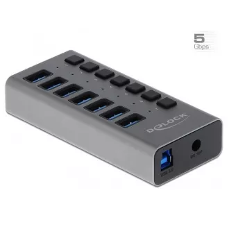 Delock Hub USB extern SuperSpeed cu 7 porturi comutator Delock Hub USB extern SuperSpeed cu 7 porturi comutator