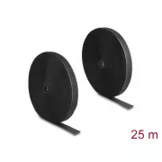 Delock Curea Velcro de înaltă fiabilitate L 25 m x lățime 25 mm neagră