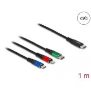 Cablu de încărcare USB Delock 3 în 1 USB Tip-C la Lightning / Micro USB / USB Tip-C, 1 m