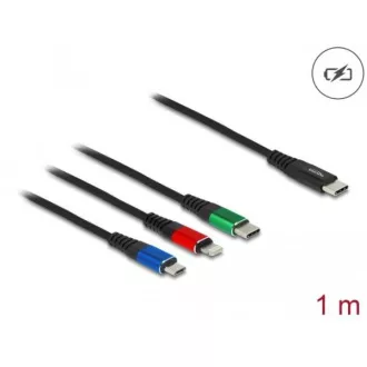 Cablu de încărcare USB Delock 3 în 1 USB Type-C™ la Lightning™ / Micro USB / USB Type-C™, 1 m