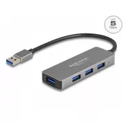 Delock Hub USB 3.2 Gen 1 cu 4 porturi cu conector USB tip A - porturi USB tip A pe lateral