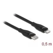Delock Cablu de date și încărcare USB Type-C™ la Lightning™ pentru iPhone™, iPad™ și iPod™ negru 0,5 m MFi