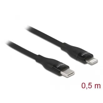Delock Cablu de date și încărcare USB Type-C™ la Lightning™ pentru iPhone™, iPad™ și iPod™ negru 0,5 m MFi