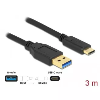 Cablu Delock SuperSpeed USB (USB 3.2 Gen 2) de tip A la USB Type-C™, lungime 3m