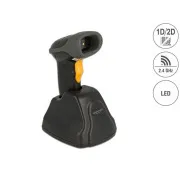 Scaner de coduri de bare Delock 2,4 GHz, 1D și 2D, cu stație de încărcare - Limbi multiple