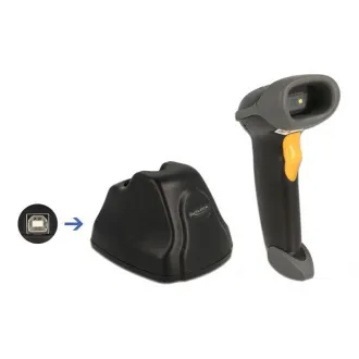 Scaner de coduri de bare Delock 2,4 GHz, 1D și 2D, cu stație de încărcare - Limbi multiple