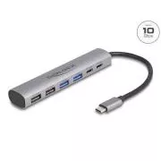 Delock hub USB cu 6 porturi cu 4 x mufe USB Type-A și cu 2 x mufe USB Type-C™