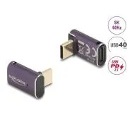 Adaptor USB Delock 40 Gbps USB Tip-C PD 3.1 240 W mascul-femelă unghi drept 8K 60 Hz metal