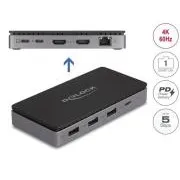 Delock Stație de andocare USB Type-C™ 4K - HDMI dual MST / USB / Gibabit LAN / PD 3.0 85 W