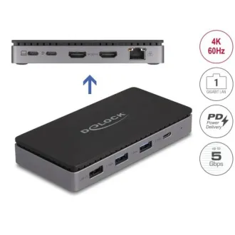Delock Stație de andocare USB Type-C™ 4K - HDMI dual MST / USB / Gibabit LAN / PD 3.0 85 W