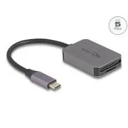 Cititor de carduri Delock cu interfață USB Type-C™ în carcasă de aluminiu pentru carduri de memorie SD sau Micro SD
