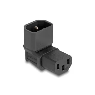 Adaptor de alimentare Delock IEC 60320 - C14 la C13, ștecher/priză, 2.5 A, 90°, unghi drept