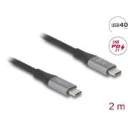 Cablu Delock USB 40 Gbps USB Type-C™ mascul la mascul PD 3.1 240 W E-Marker 2 m gri metalic
