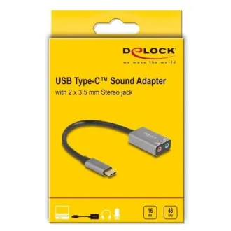 Placă de sunet externă Delock USB Type-C™ cu adaptor audio Plug & Play, 2 x mufe stereo de 3,5 mm