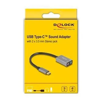 Placă de sunet externă Delock USB Type-C™ cu adaptor audio Plug & Play, 2 x mufe stereo de 3,5 mm
