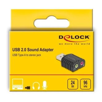 Placă de sunet externă USB Delock, 24 biți / 96 kHz, Plug & Play pentru Windows, MAC, Linux, Chrome OS