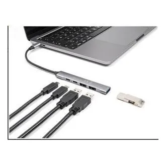 Hub USB Type-C™ subțire cu 4 porturi Delock, cu 1 x USB 10 Gbps Tip-A + 2 x USB 2.0 Tip-A + 1 x USB 2.0 USB Type-C™ și PD 9 Hub USB Type-C™ subțire cu 4 porturi Delock, cu 1 x USB 10 Gbps Tip-A + 2 x USB 2.0 Tip-A + 1 x USB 2.0 USB Type-C™ și PD 9