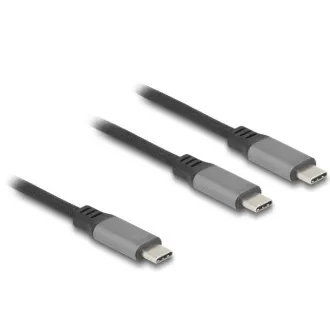 Cablu USB-C™ în Y Delock 1 x tată la 2 x tată PD 3.0, Smart Power Delivery 100 W, 1,2 m