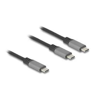 Cablu USB-C™ în Y Delock 1 x tată la 2 x tată PD 3.0, Smart Power Delivery 100 W, 1,2 m
