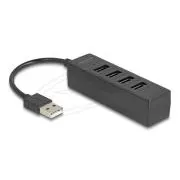 Delock Hub USB cu 4 porturi USB 2.0 cu 4 x USB Tip-A mamă, negru