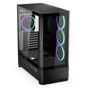 Carcasă Endorfy Aquarius 8000 Corona, E-ATX, 4× ventilatoare ARGB de 120 mm, 2× USB 3.0, 1× USB-C, panoramică, sticlă rotunjită, neagră